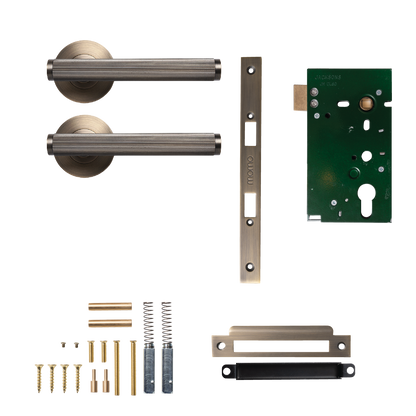 Momo Bellevue Solid Brass Lined Mortice Lock Passage Lever Set In Dark Brushed Brass