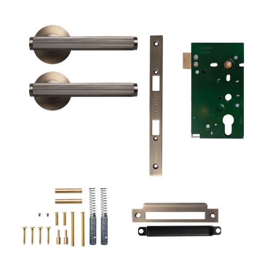 Momo Bellevue Solid Brass Lined Mortice Lock Passage Lever Set In Dark Brushed Brass