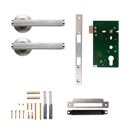 Momo Bellevue Solid Brass Lined Mortice Lock Passage Lever Set In Dull Brushed Nickel