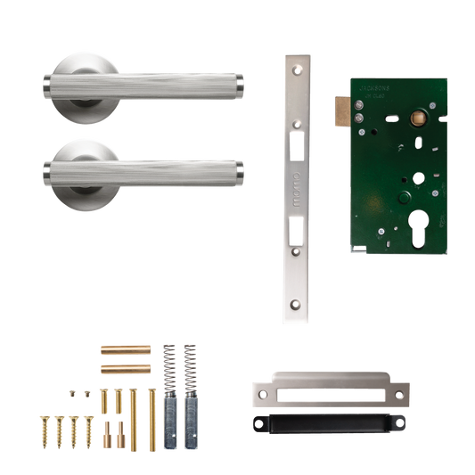Momo Bellevue Solid Brass Lined Mortice Lock Passage Lever Set In Dull Brushed Nickel