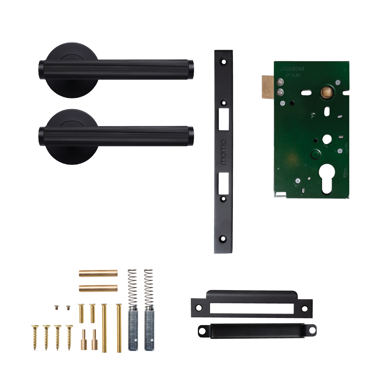 Momo Bellevue Solid Brass Lined Mortice Lock Passage Lever Set In Matt Black
