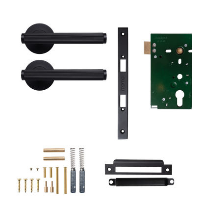 Momo Bellevue Solid Brass Lined Mortice Lock Passage Lever Set In Matt Black
