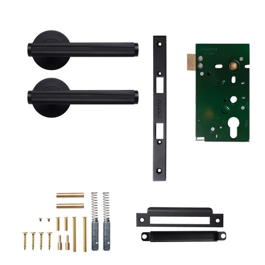 Momo Bellevue Solid Brass Lined Mortice Lock Passage Lever Set In Matt Black