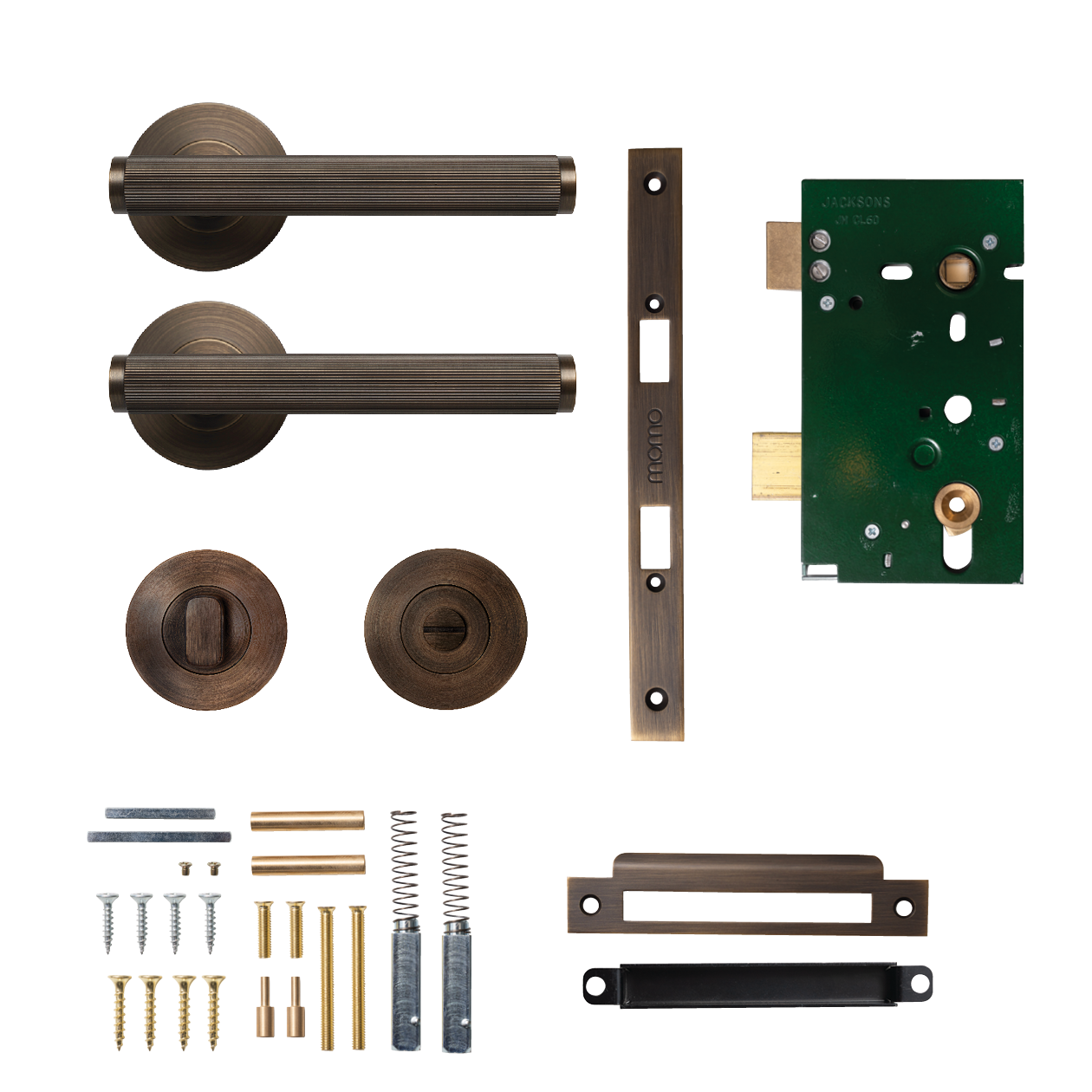 Momo Bellevue Solid Brass Lined Mortice Lock Privacy Lever Set In Bronze