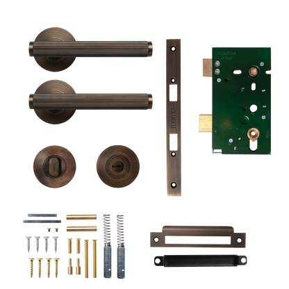 Momo Bellevue Solid Brass Lined Mortice Lock Privacy Lever Set In Bronze