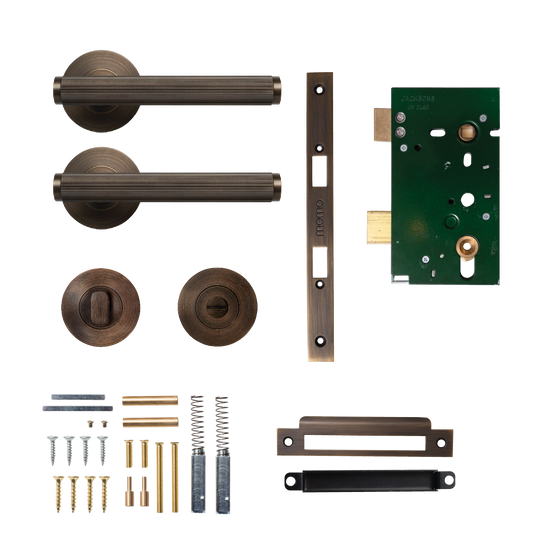 Momo Bellevue Solid Brass Lined Mortice Lock Privacy Lever Set In Bronze