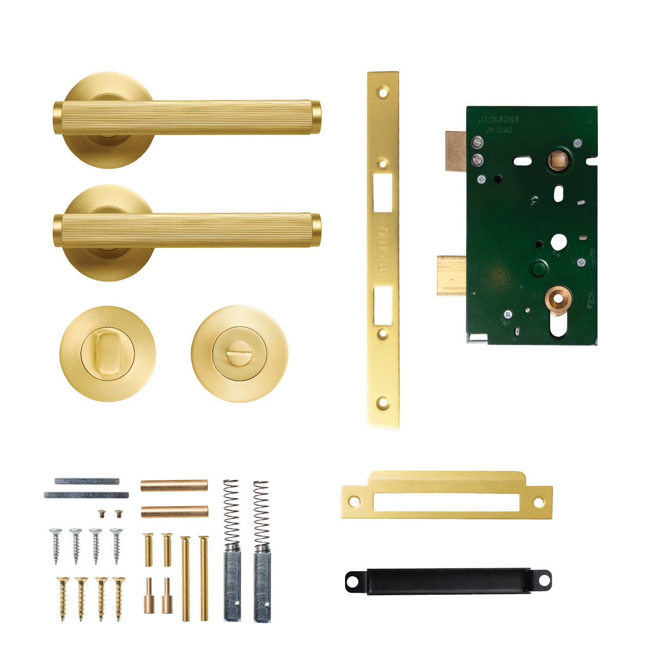 Momo Bellevue Solid Brass Lined Mortice Lock Privacy Lever Set In Brushed Satin Brass
