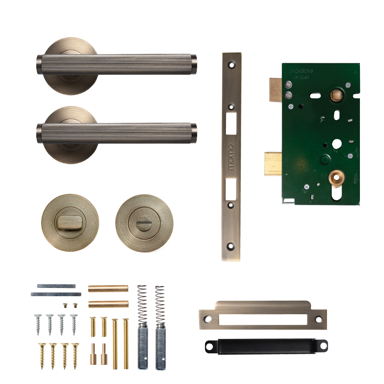 Momo Bellevue Solid Brass Lined Mortice Lock Privacy Lever Set In Dark Brushed Brass