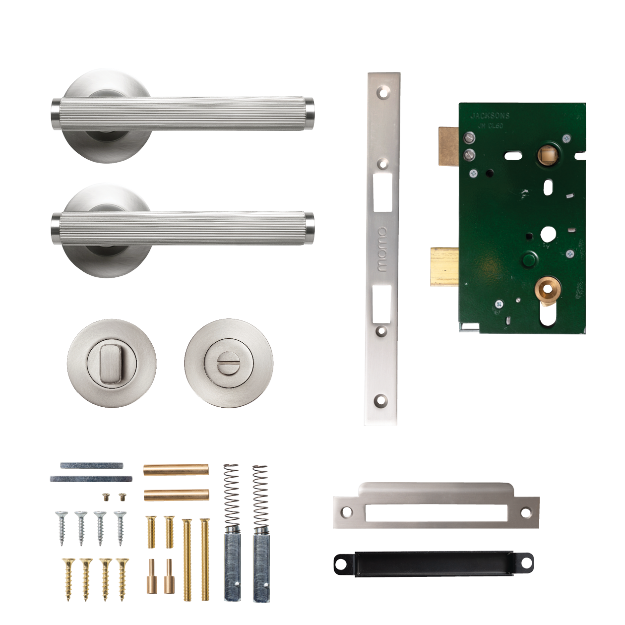Momo Bellevue Solid Brass Lined Mortice Lock Privacy Lever Set In Dull Brushed Nickel