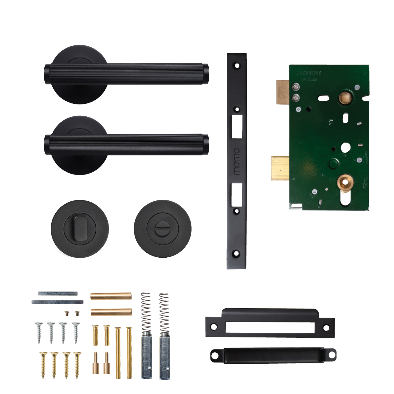 Momo Bellevue Solid Brass Lined Mortice Lock Privacy Lever Set In Matt Black
