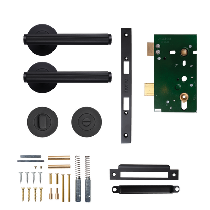 Momo Bellevue Solid Brass Lined Mortice Lock Privacy Lever Set In Matt Black