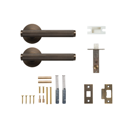 Momo Bellevue Solid Brass Lined Tubular Latch Passage Lever Set In Bronze
