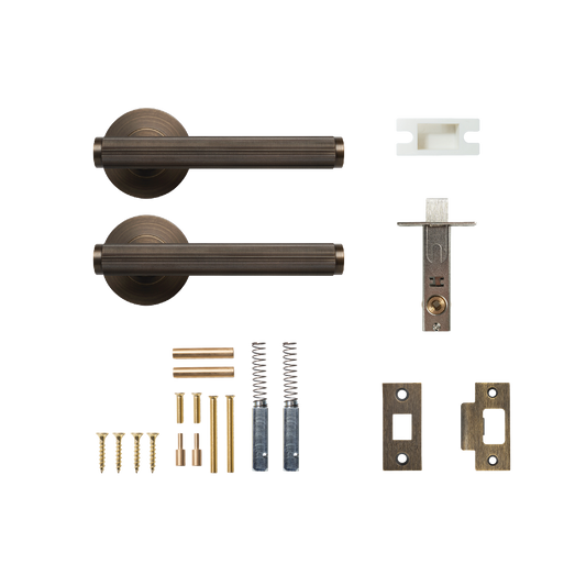 Momo Bellevue Solid Brass Lined Tubular Latch Passage Lever Set In Bronze