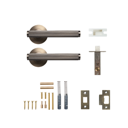 Momo Bellevue Solid Brass Lined Tubular Latch Passage Lever Set In Dark Brushed Brass