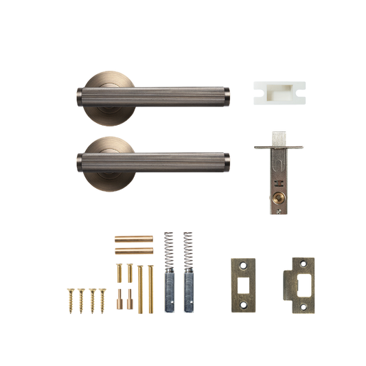 Momo Bellevue Solid Brass Lined Tubular Latch Passage Lever Set In Dark Brushed Brass