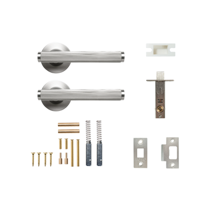 Momo Bellevue Solid Brass Lined Tubular Latch Passage Lever Set In Dull Brushed Nickel