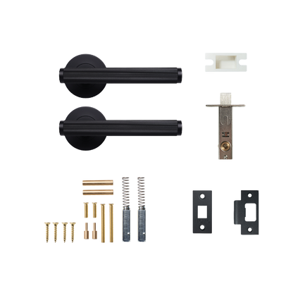 Momo Bellevue Solid Brass Lined Tubular Latch Passage Lever Set In Matt Black
