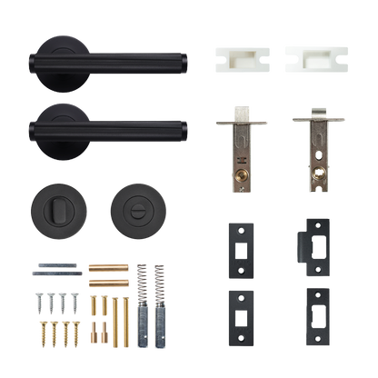 Momo Bellevue Solid Brass Lined Tubular Latch Privacy Lever Set In Matt Black