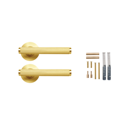 Momo Bellevue Knurled Lever Handle Set Brushed Satin Brass (2)