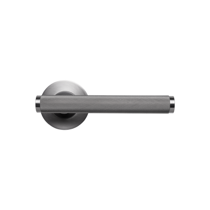 Momo Bellevue Solid Brass Knurled Tubular Latch Privacy Lever Set In Dull Brushed Nickel (1)