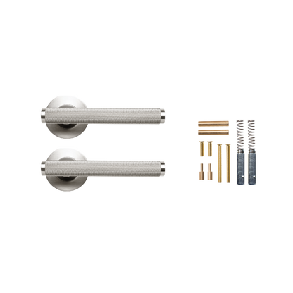 Momo Bellevue Knurled Lever Handle Set Dull Brushed Nickel (2)