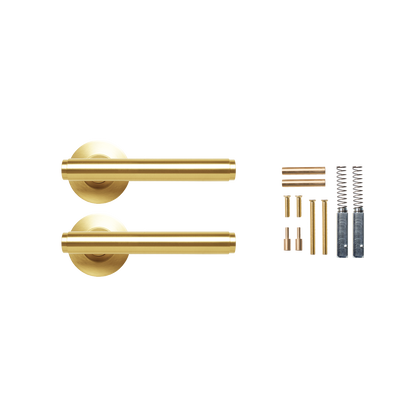 Momo Bellevue Plain Lever Handle Set Brushed Satin Brass (2)