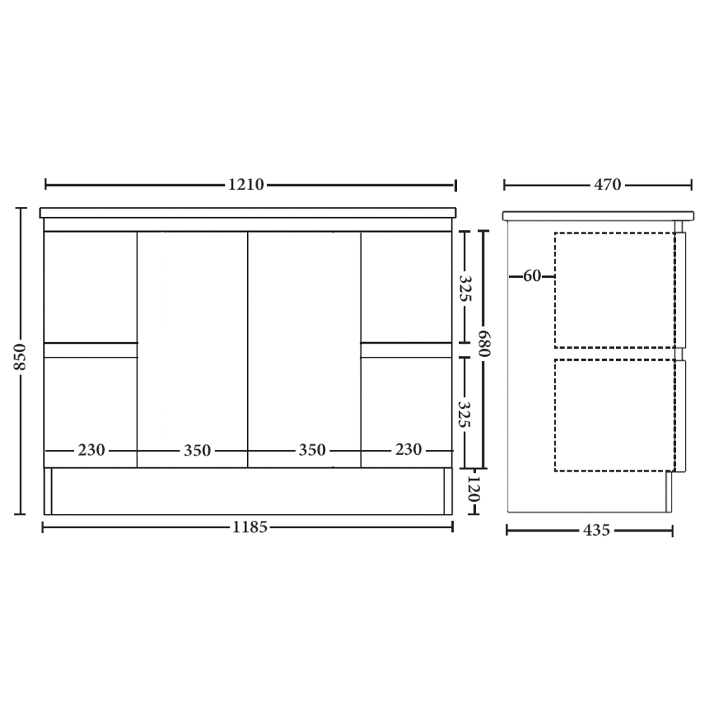 Rio 1200mm Double Bowl Freestanding Vanity