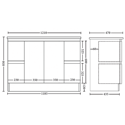 Rio 1200mm Double Bowl Freestanding Vanity