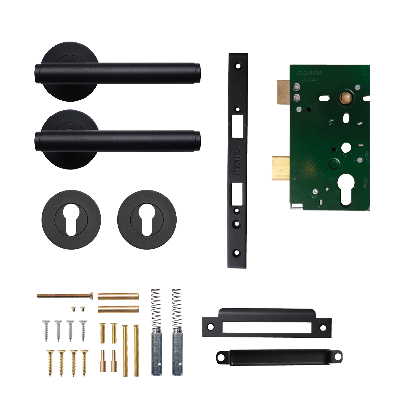 Momo Bellevue Solid Brass Plain Lever Entrance Set In Matt Black