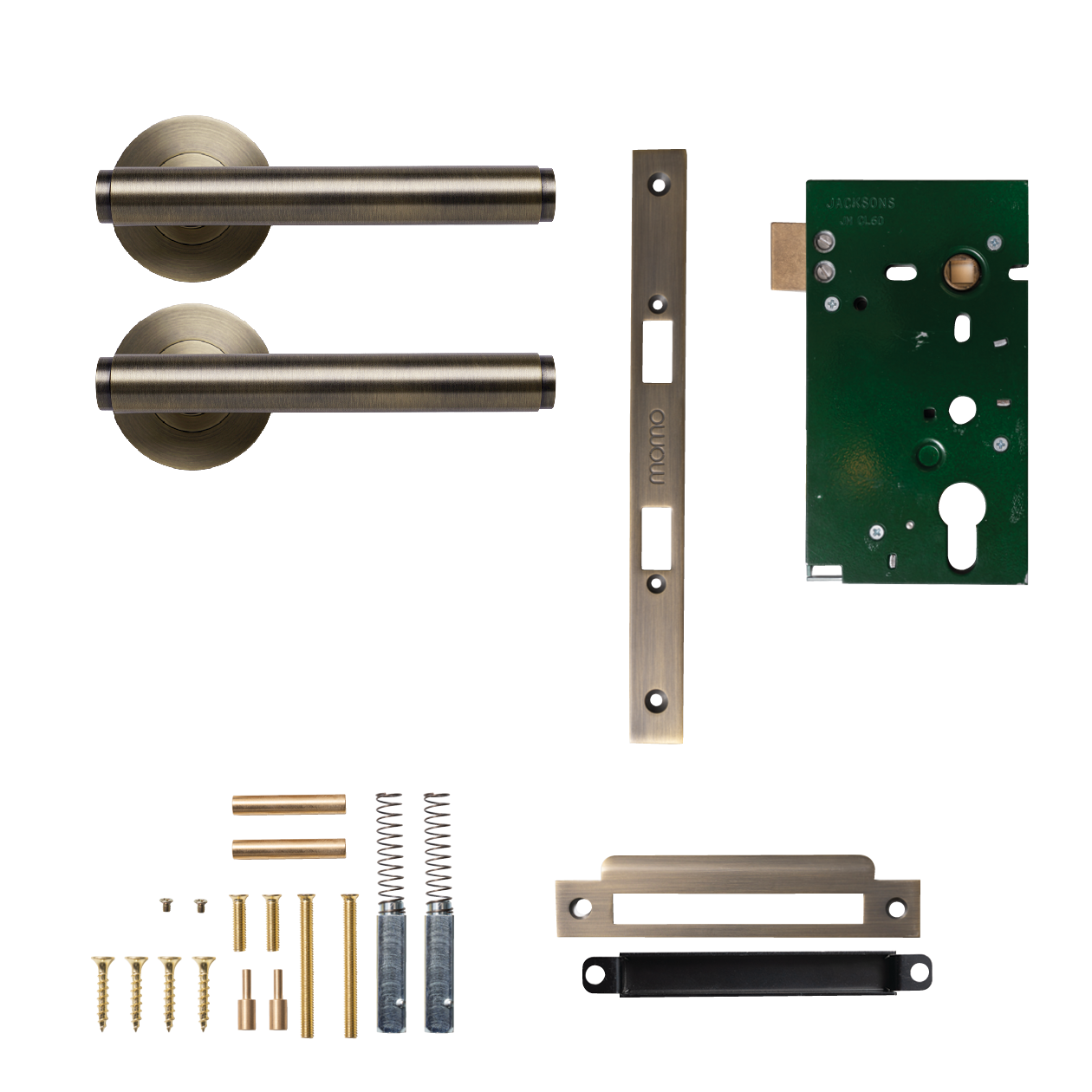 Momo Bellevue Solid Brass Plain Mortice Lock Passage Lever Set In Dark Brushed Brass