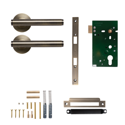 Momo Bellevue Solid Brass Plain Mortice Lock Passage Lever Set In Dark Brushed Brass