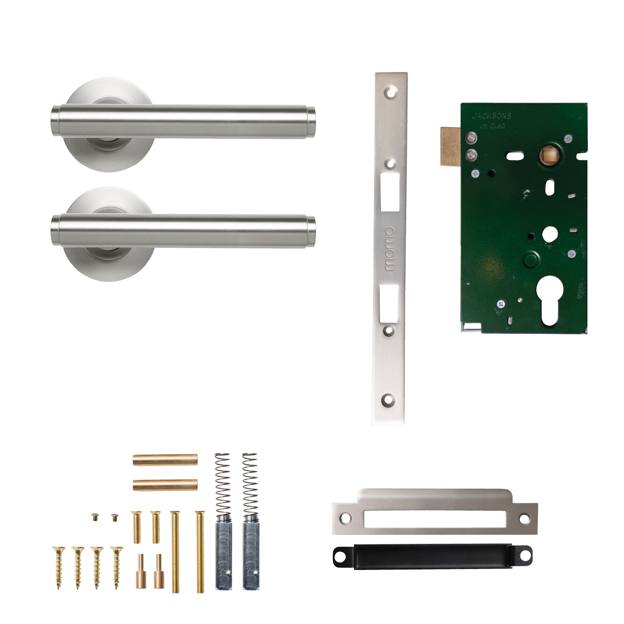 Momo Bellevue Solid Brass Plain Mortice Lock Passage Lever Set In Dull Brushed Nickel
