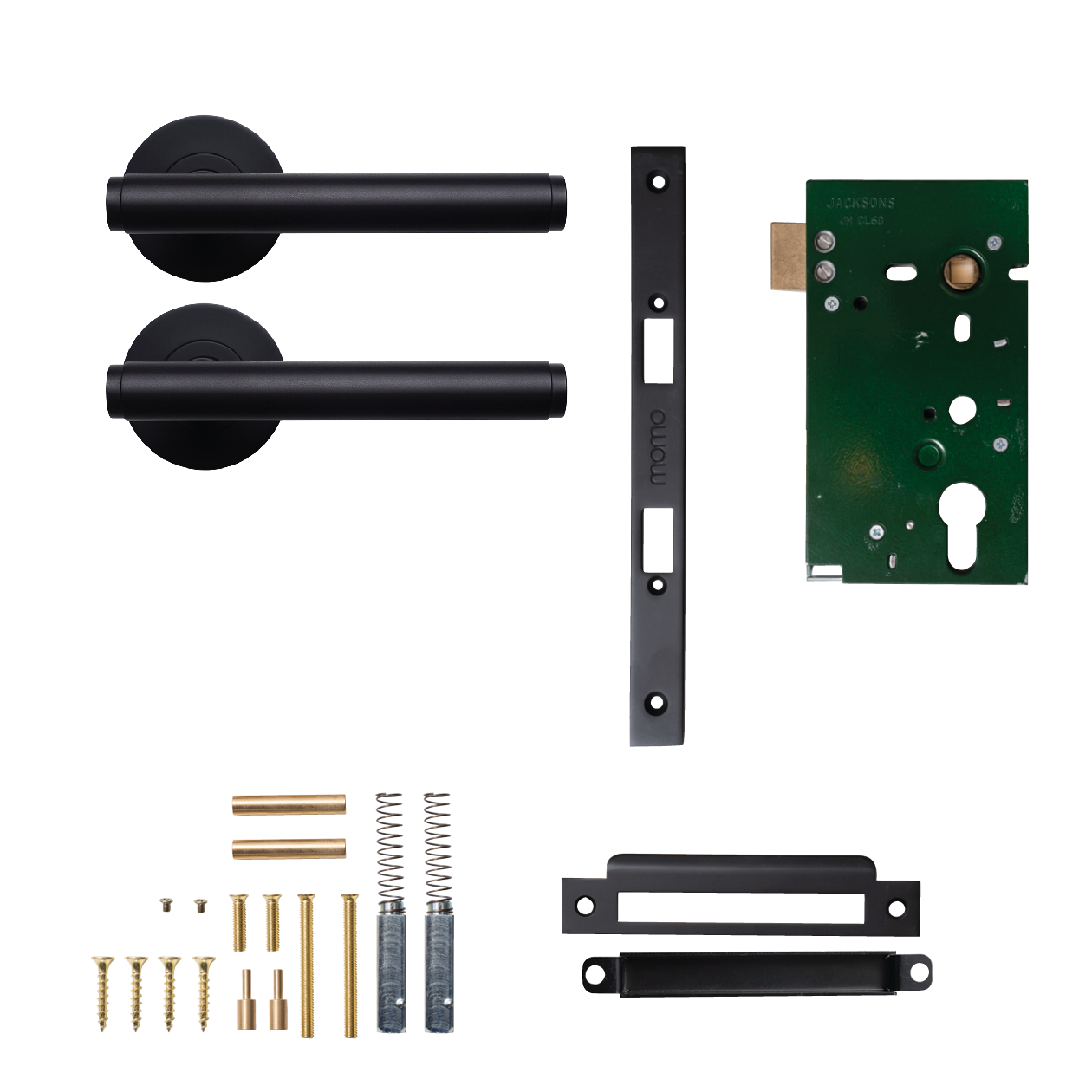 Momo Bellevue Solid Brass Plain Mortice Lock Passage Lever Set In Matt Black