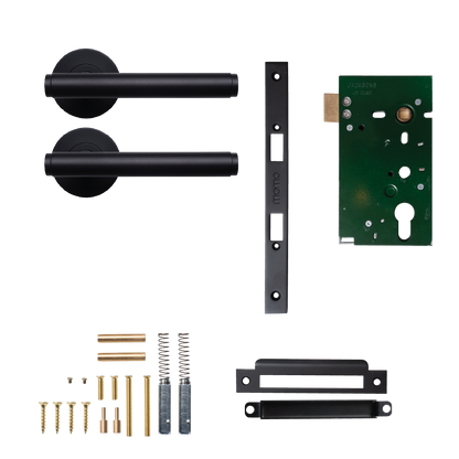 Momo Bellevue Solid Brass Plain Mortice Lock Passage Lever Set In Matt Black
