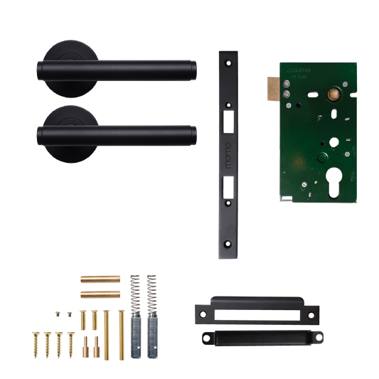 Momo Bellevue Solid Brass Plain Mortice Lock Passage Lever Set In Matt Black