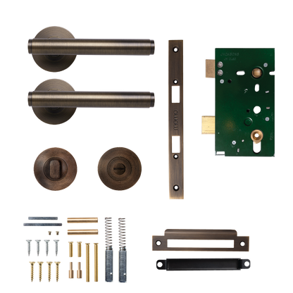Momo Bellevue Solid Brass Plain Mortice Lock Privacy Lever Set In Bronze
