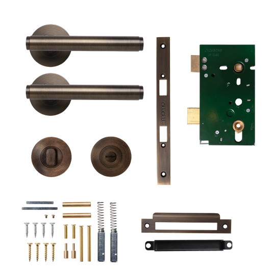 Momo Bellevue Solid Brass Plain Mortice Lock Privacy Lever Set In Bronze