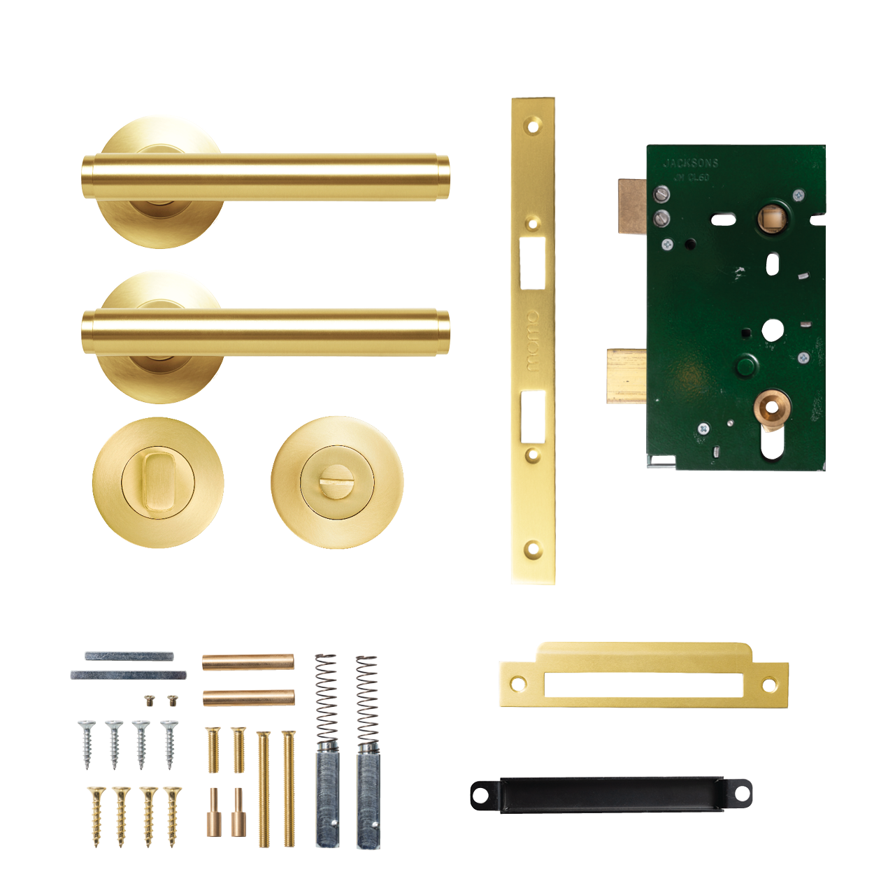 Momo Bellevue Solid Brass Plain Mortice Lock Privacy Lever Set In Brushed Satin Brass