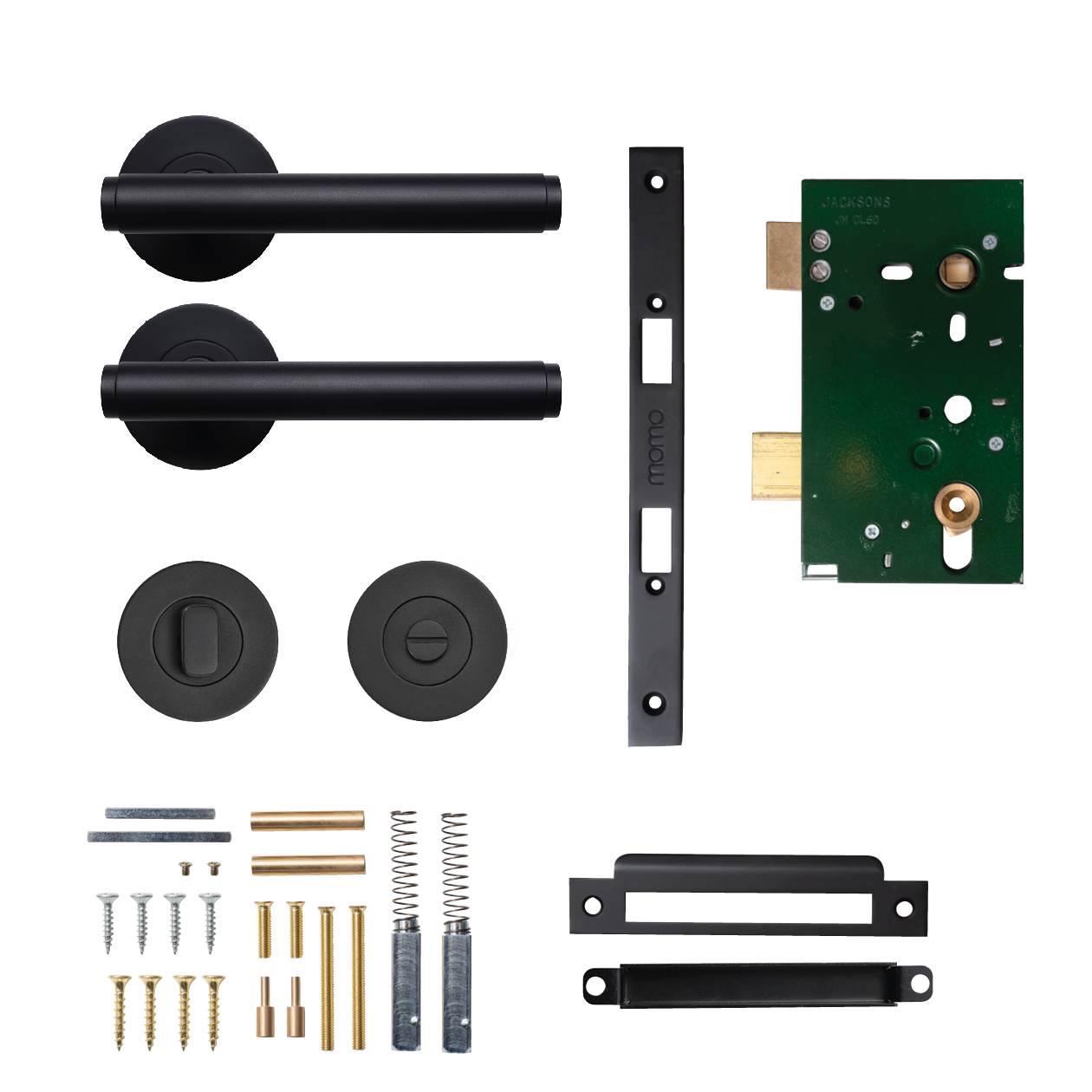 Momo Bellevue Solid Brass Mortice Lock Plain Privacy Lever Set In Matt Black