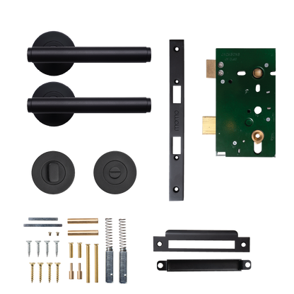 Momo Bellevue Solid Brass Mortice Lock Plain Privacy Lever Set In Matt Black