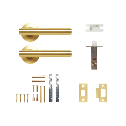 Momo Bellevue Solid Brass Plain Tubular Latch Passage Lever Set In Brushed Satin Brass