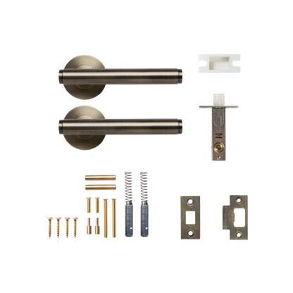 Momo Bellevue Solid Brass Plain Tubular Latch Passage Lever Set In Dark Brushed Brass