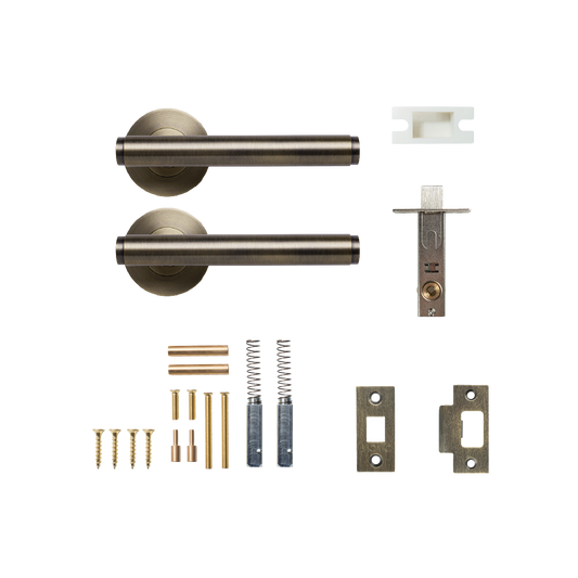 Momo Bellevue Solid Brass Plain Tubular Latch Passage Lever Set In Dark Brushed Brass