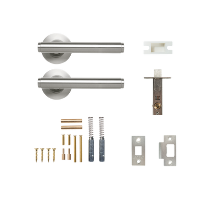Momo Bellevue Solid Brass Plain Tubular Latch Passage Lever Set In Dull Brushed Nickel