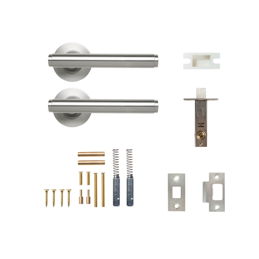 Momo Bellevue Solid Brass Plain Tubular Latch Passage Lever Set In Dull Brushed Nickel