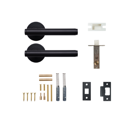 Momo Bellevue Solid Brass Plain Tubular Latch Passage Lever Set In Matt Black