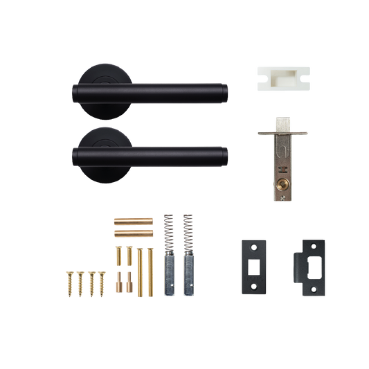 Momo Bellevue Solid Brass Plain Tubular Latch Passage Lever Set In Matt Black