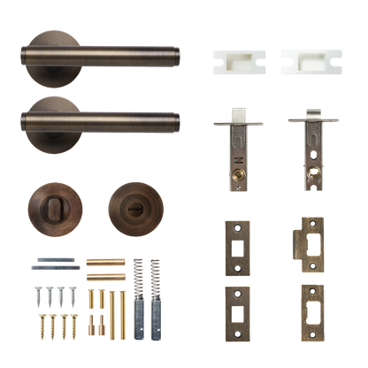 Momo Bellevue Solid Brass Plain Tubular Latch Privacy Lever Set In Bronze
