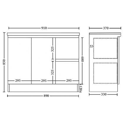 Siena 900mm Slimline Vanity