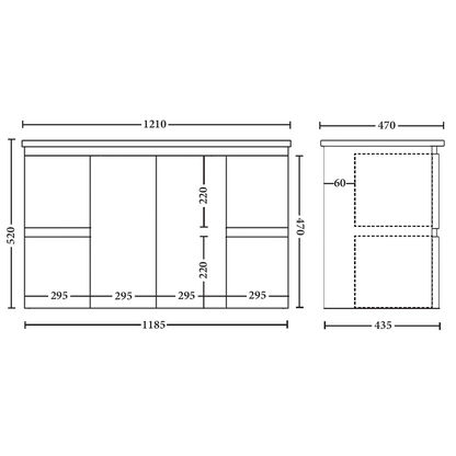Capri 1200mm Wall Hung Vanity